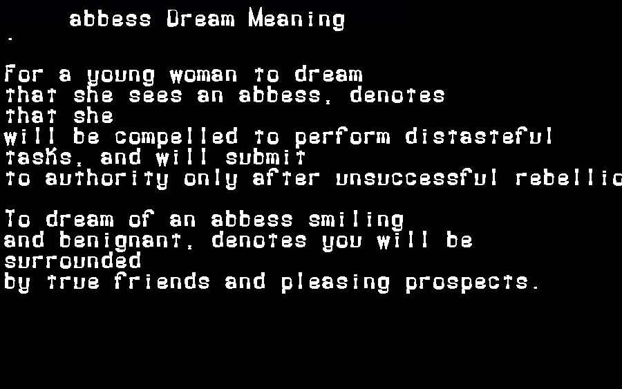 abbess dream meaning