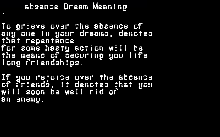 absence dream meaning