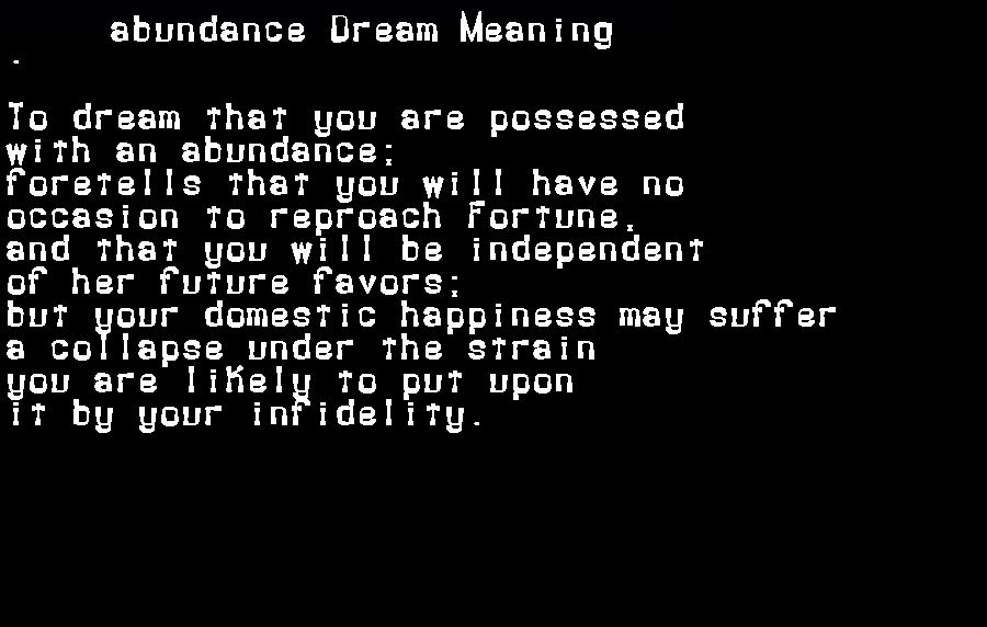 abundance dream meaning