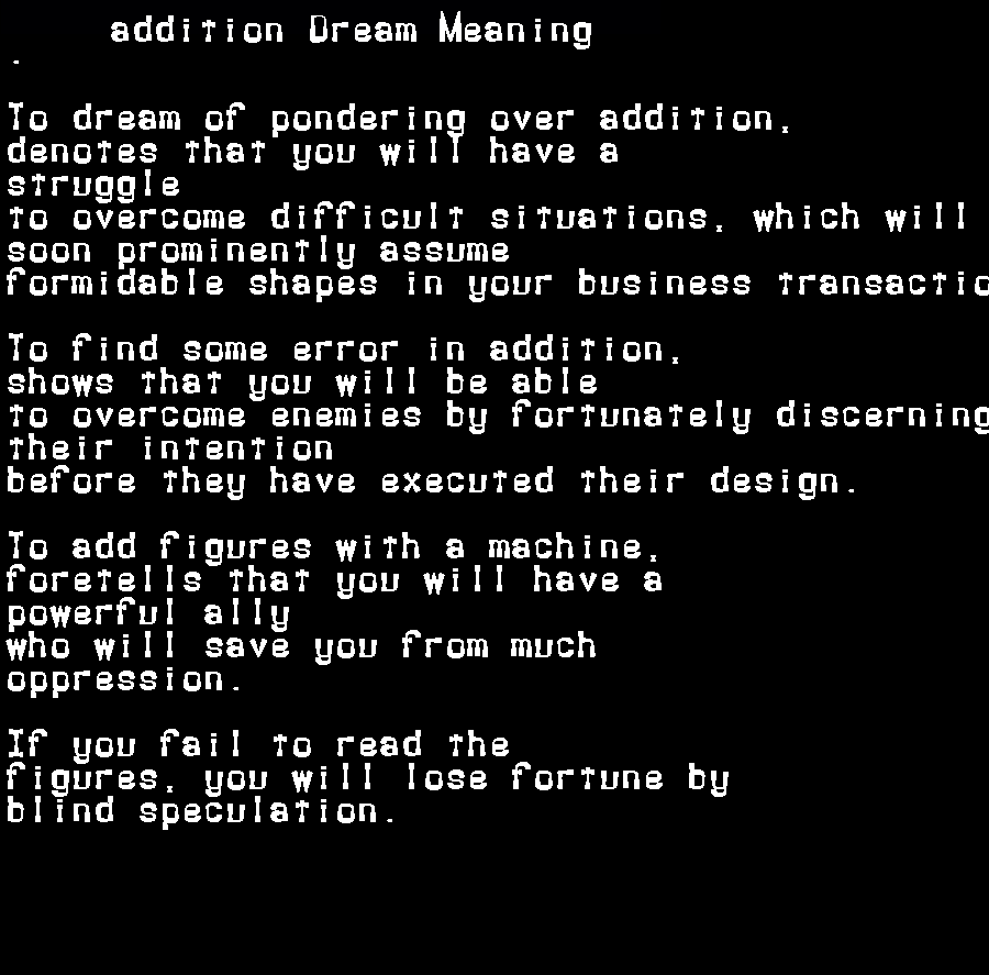 addition dream meaning