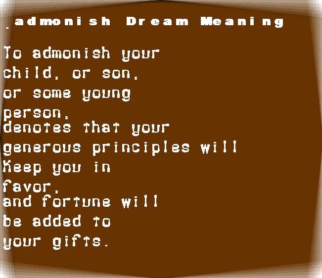 admonish dream meaning