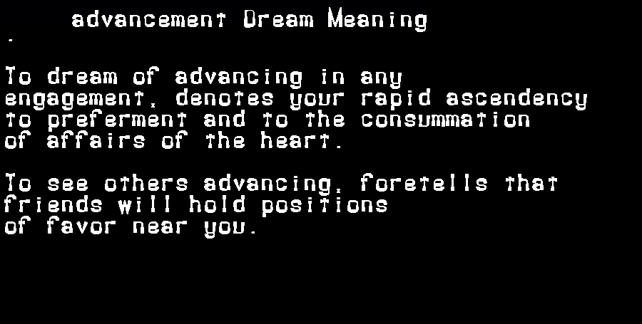 advancement dream meaning