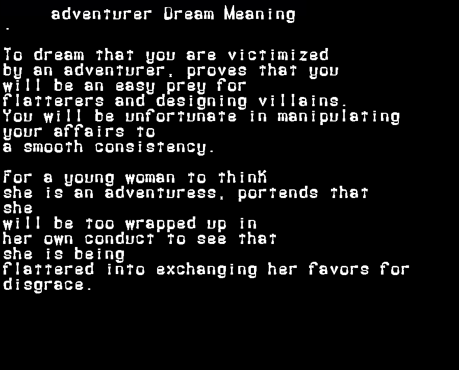 adventurer dream meaning