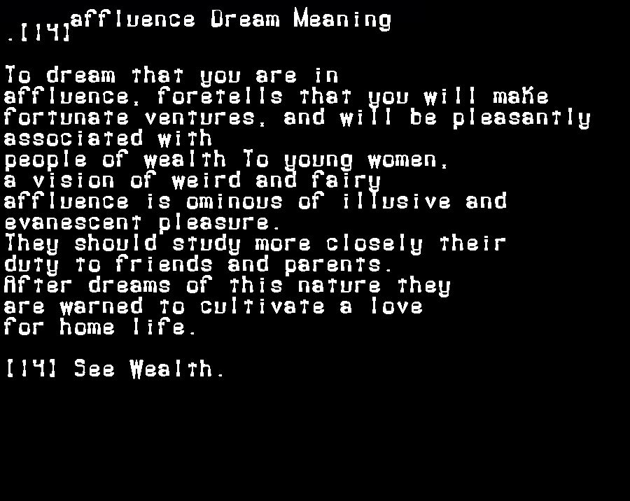 affluence dream meaning