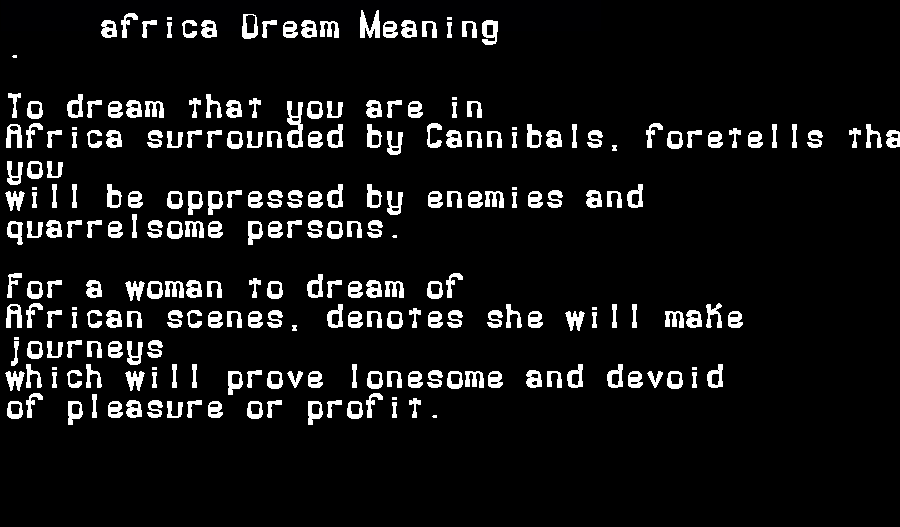 africa dream meaning
