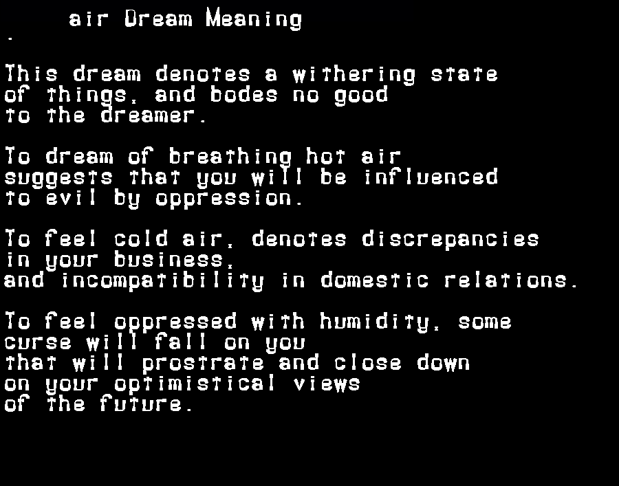 air dream meaning