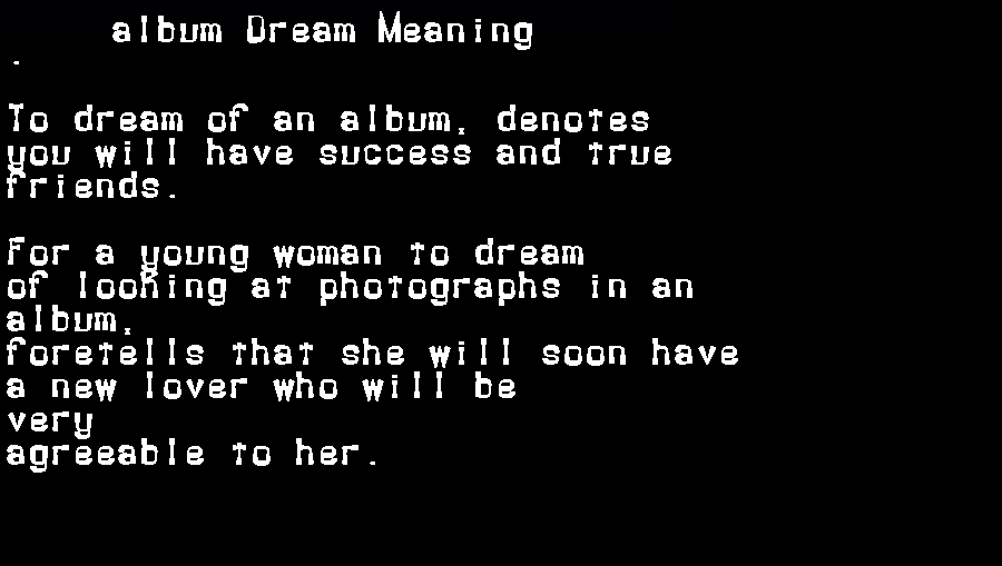 album dream meaning