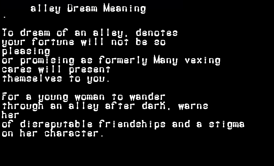 alley dream meaning