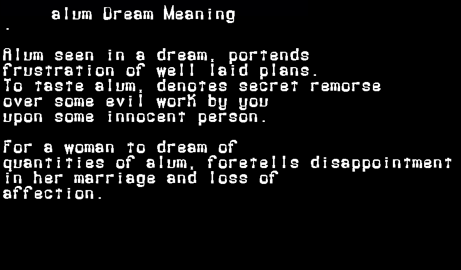 alum dream meaning