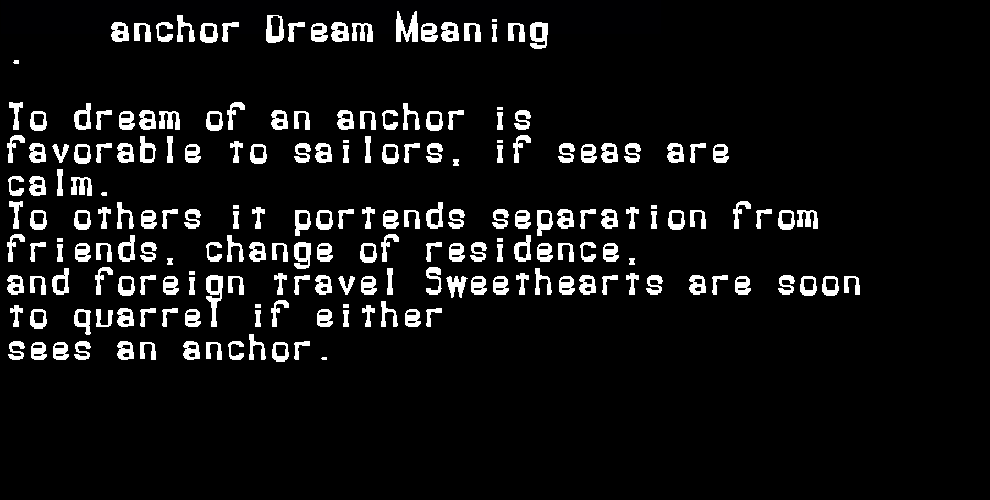 anchor dream meaning