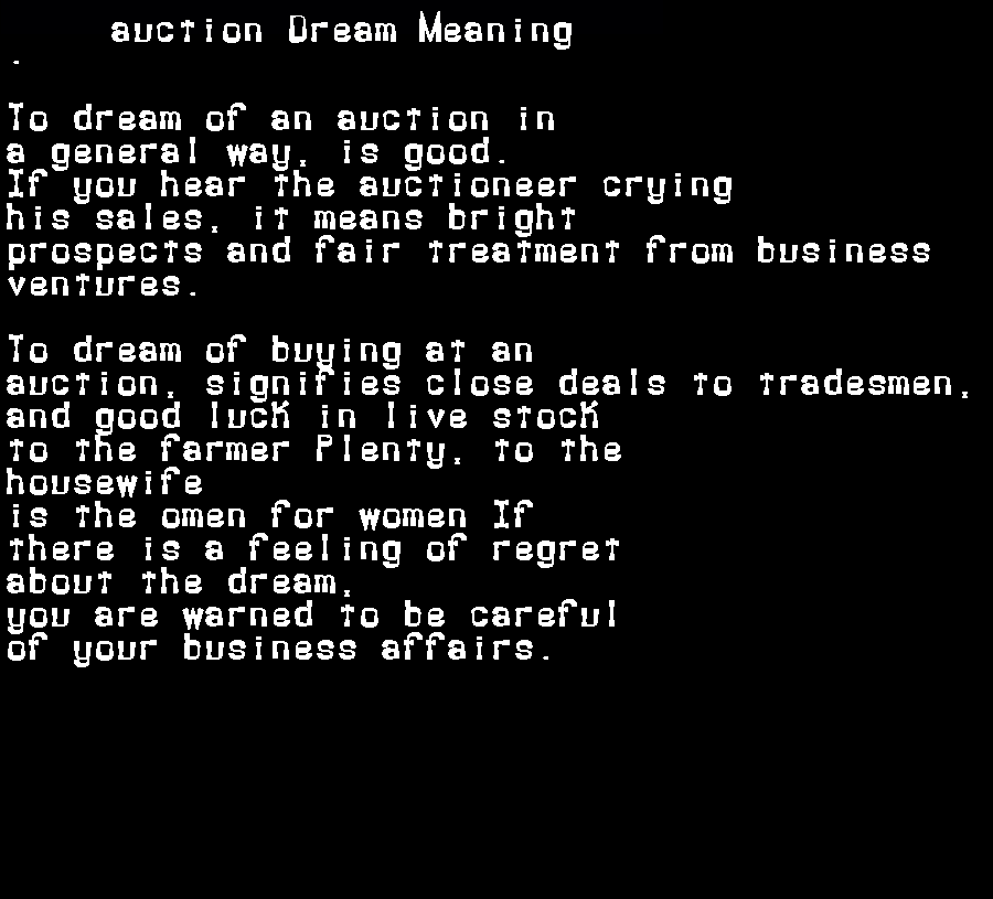 auction dream meaning