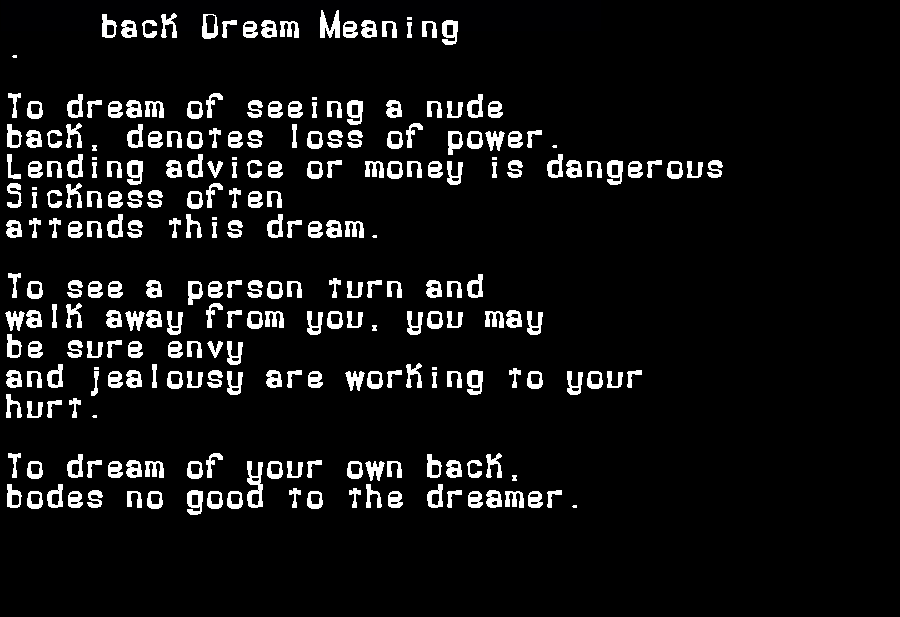 back dream meaning
