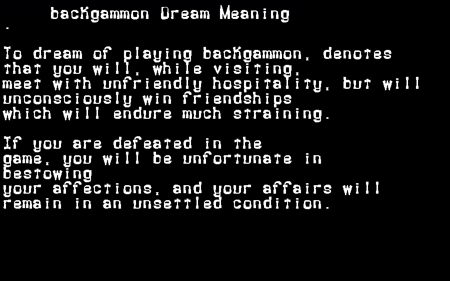 backgammon dream meaning