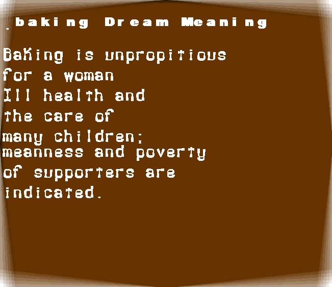 baking dream meaning