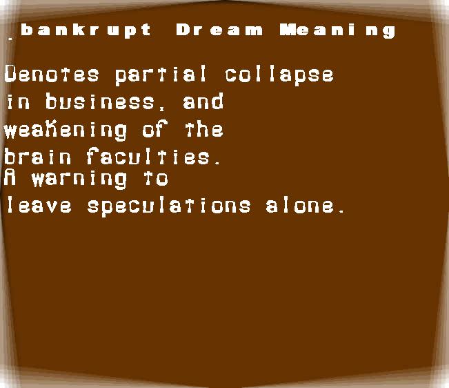 bankrupt dream meaning