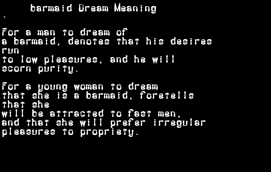 barmaid dream meaning