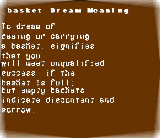 basket dream meaning