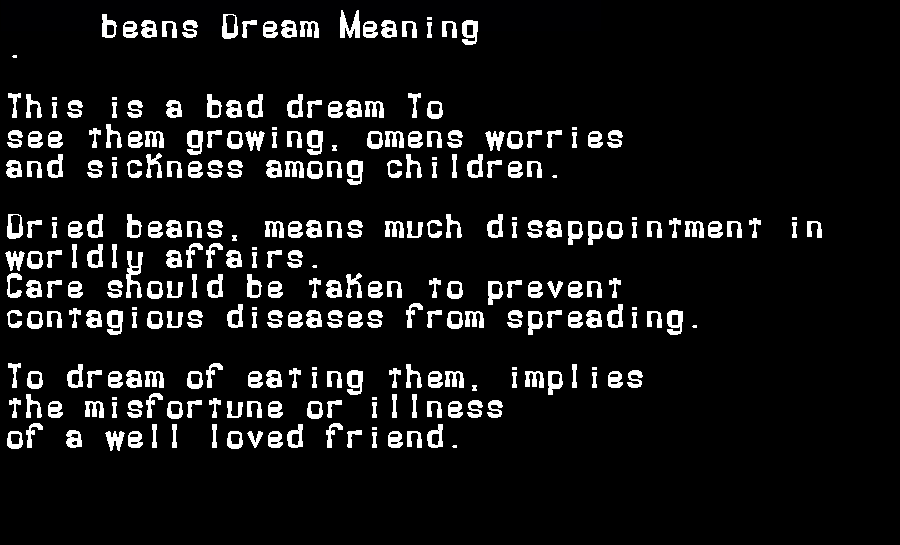 beans dream meaning