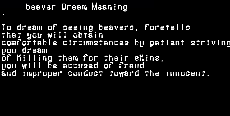 beaver dream meaning