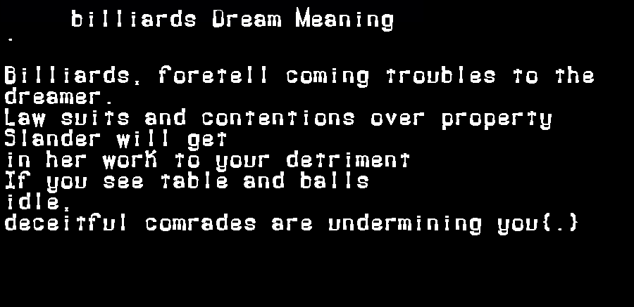 billiards dream meaning