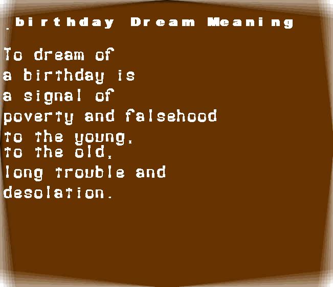 birthday dream meaning
