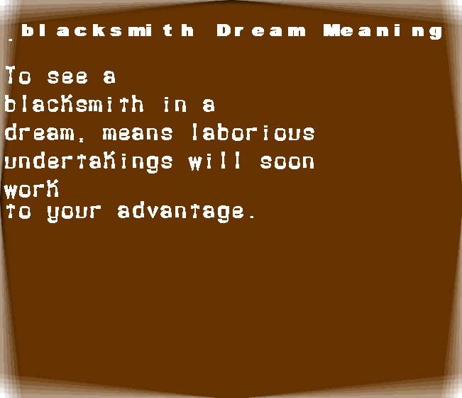 blacksmith dream meaning