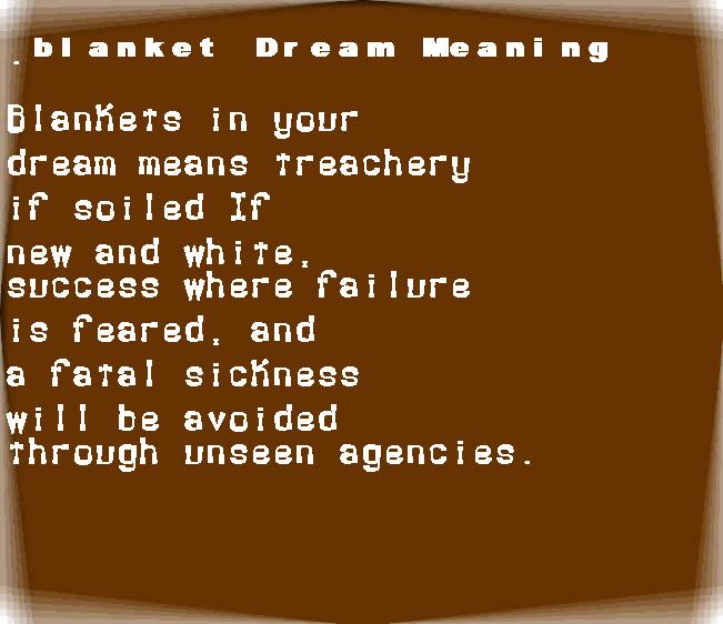 blanket dream meaning