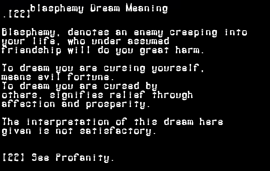 blasphemy dream meaning