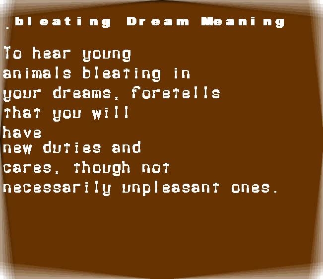 bleating dream meaning