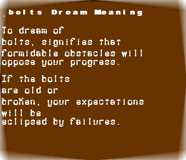 bolts dream meaning