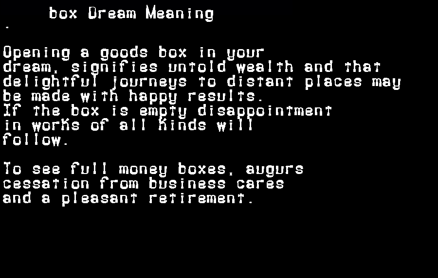 box dream meaning