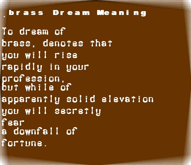 brass dream meaning