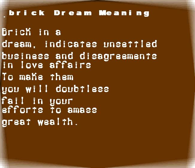 brick dream meaning