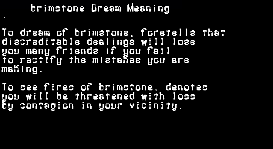brimstone dream meaning