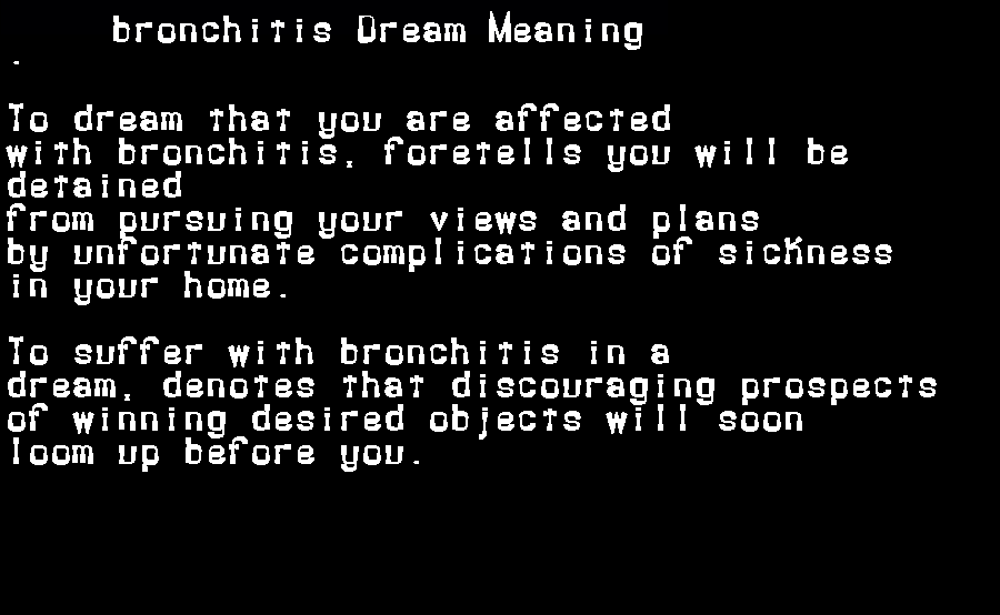 bronchitis dream meaning