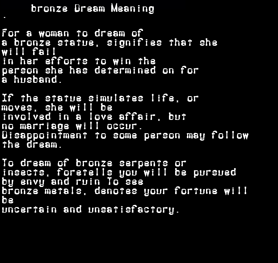bronze dream meaning