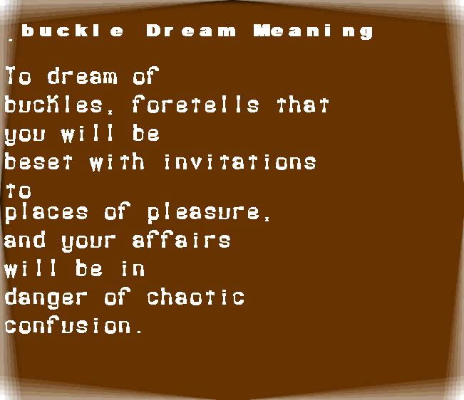 buckle dream meaning