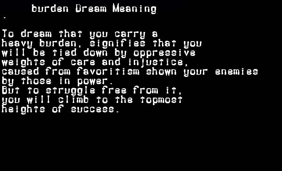 burden dream meaning
