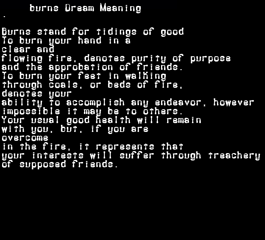 burns dream meaning