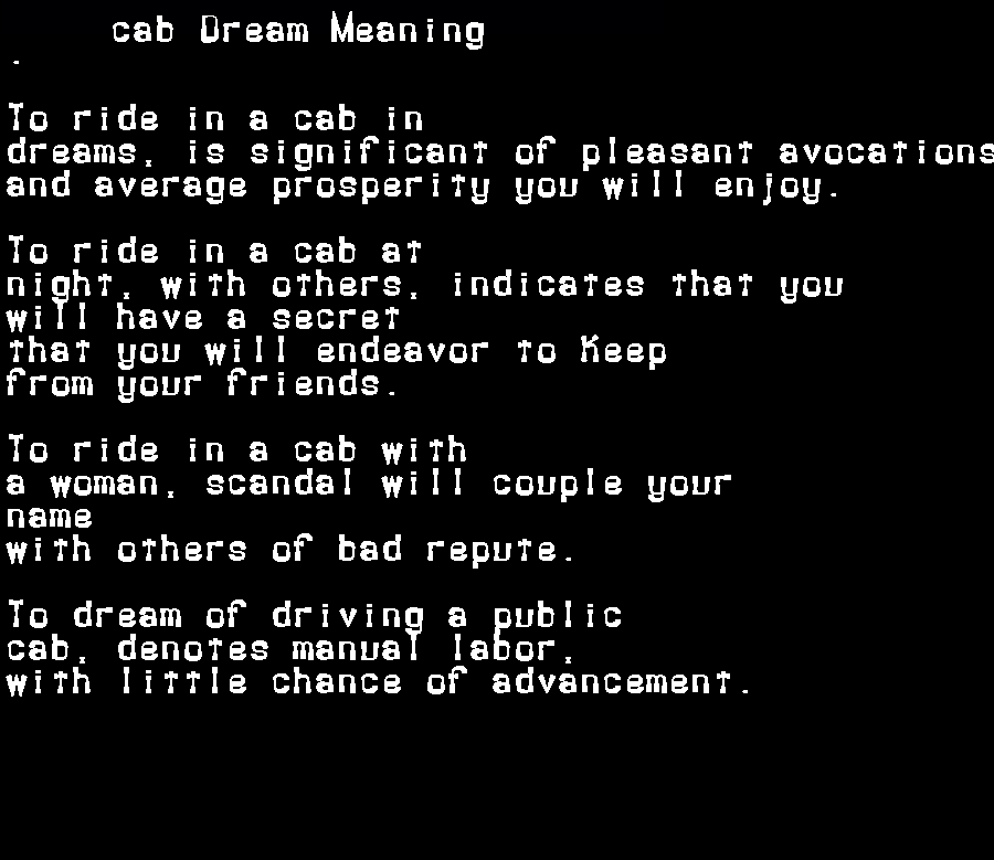 cab dream meaning