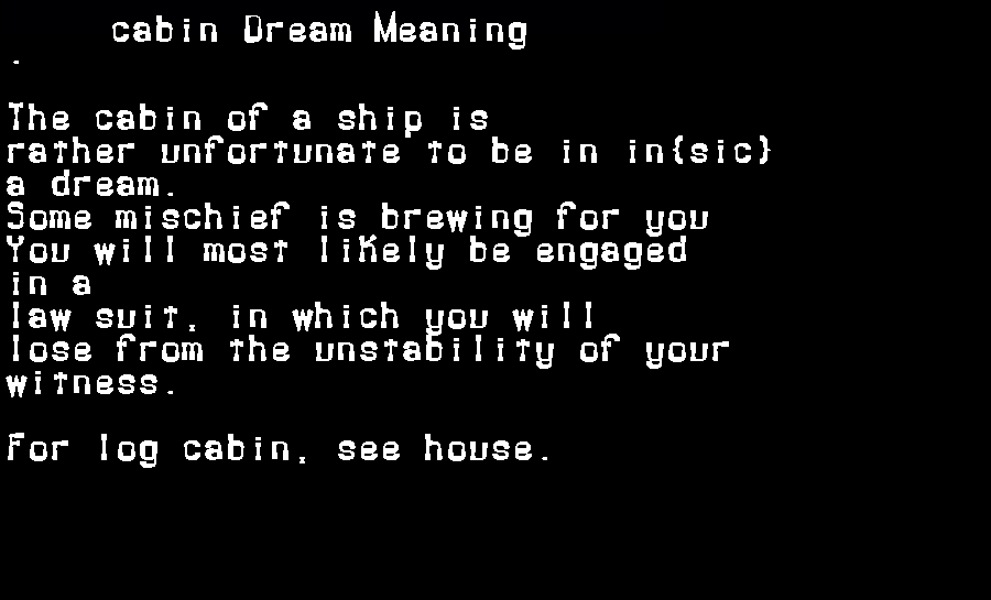 cabin dream meaning