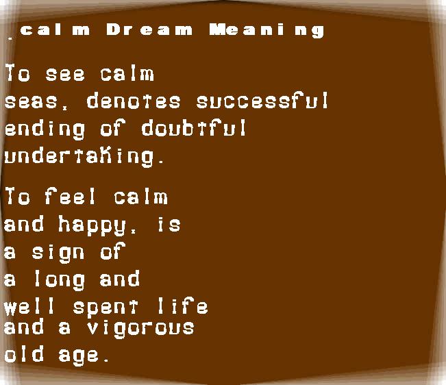 calm dream meaning