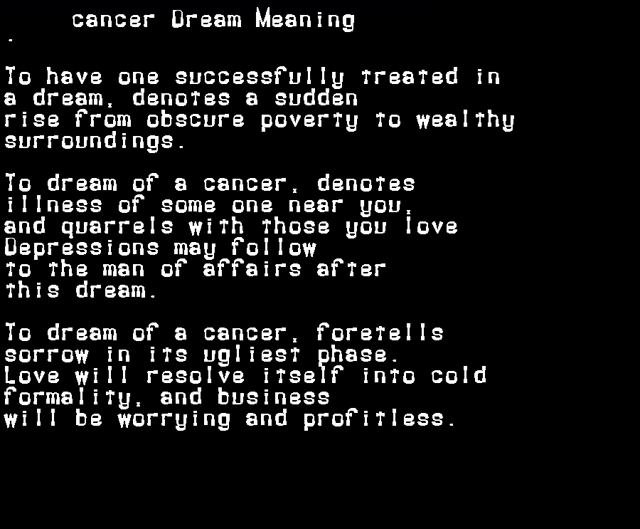 cancer dream meaning