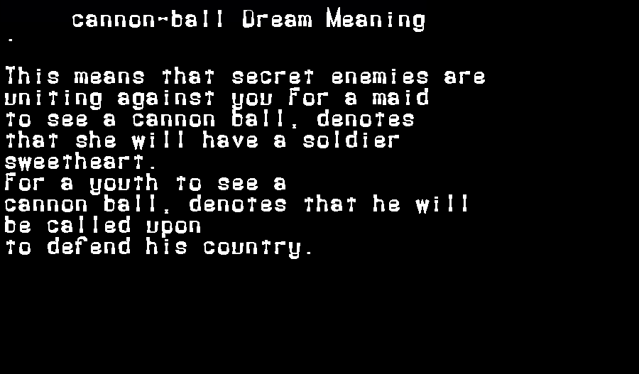 cannon-ball dream meaning
