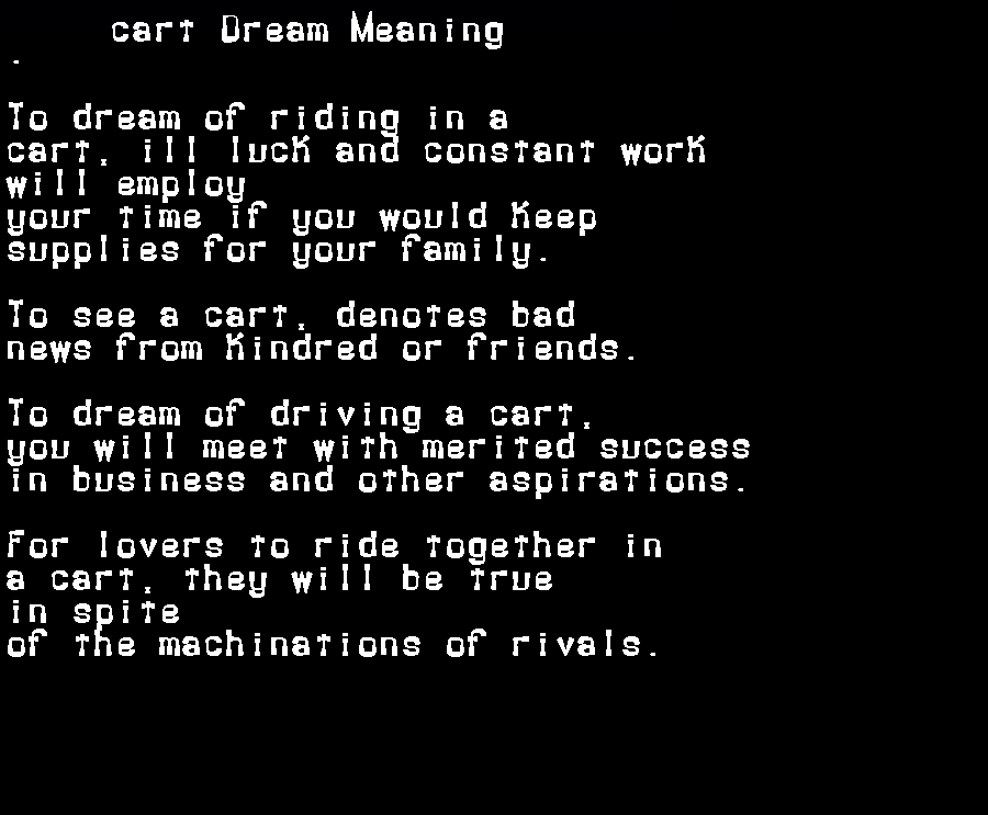 cart dream meaning