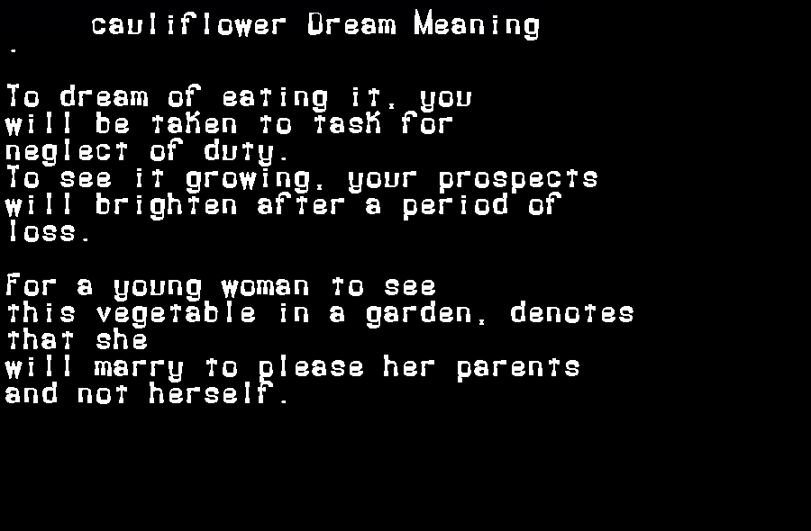 cauliflower dream meaning