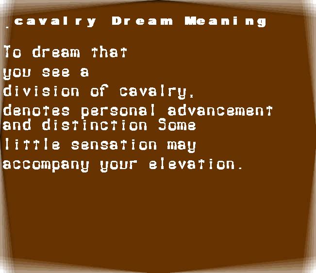 cavalry dream meaning