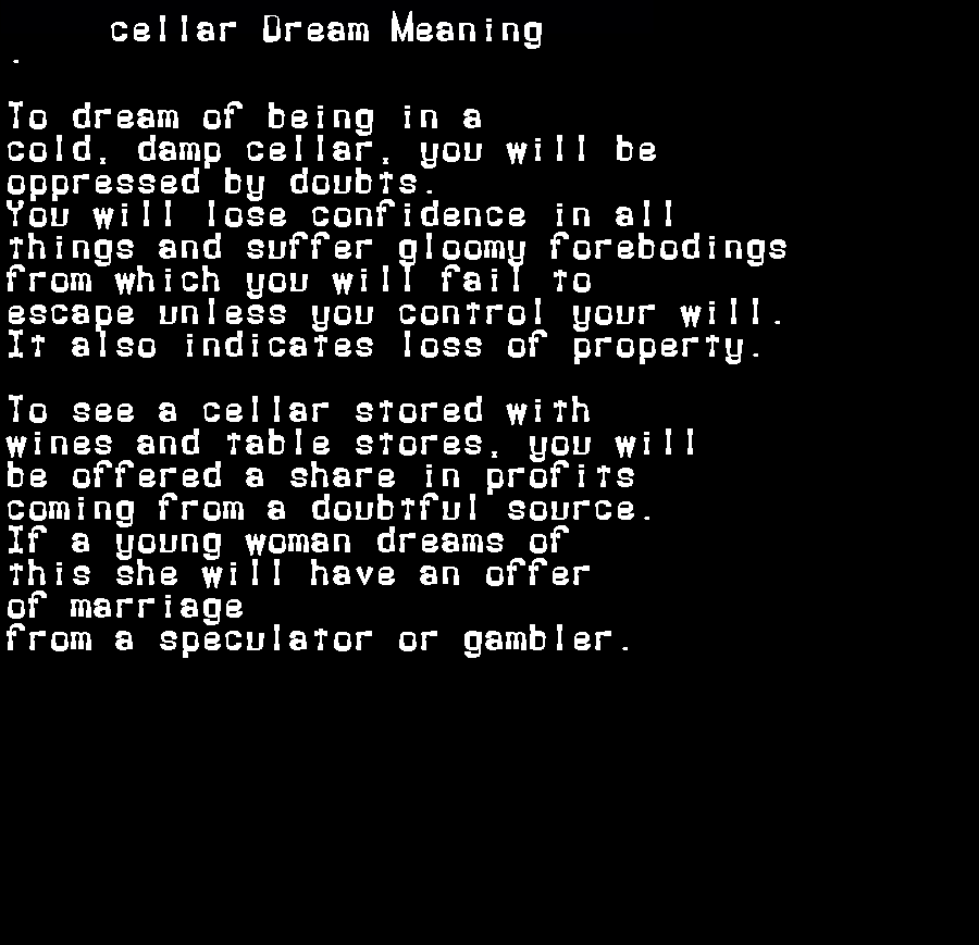 cellar dream meaning