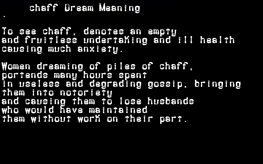 chaff dream meaning