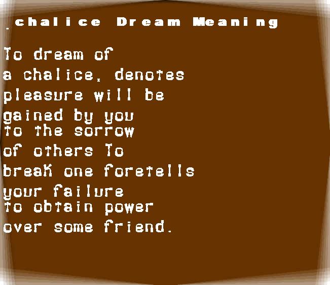 chalice dream meaning